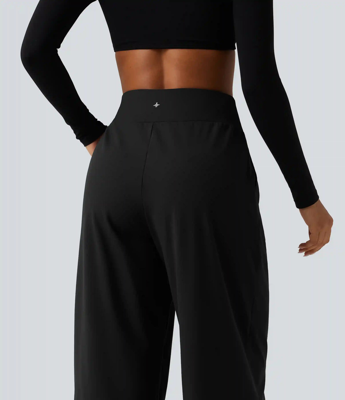 High Waisted Adjustable Drawcord Wide Leg Yoga Pants with Pockets