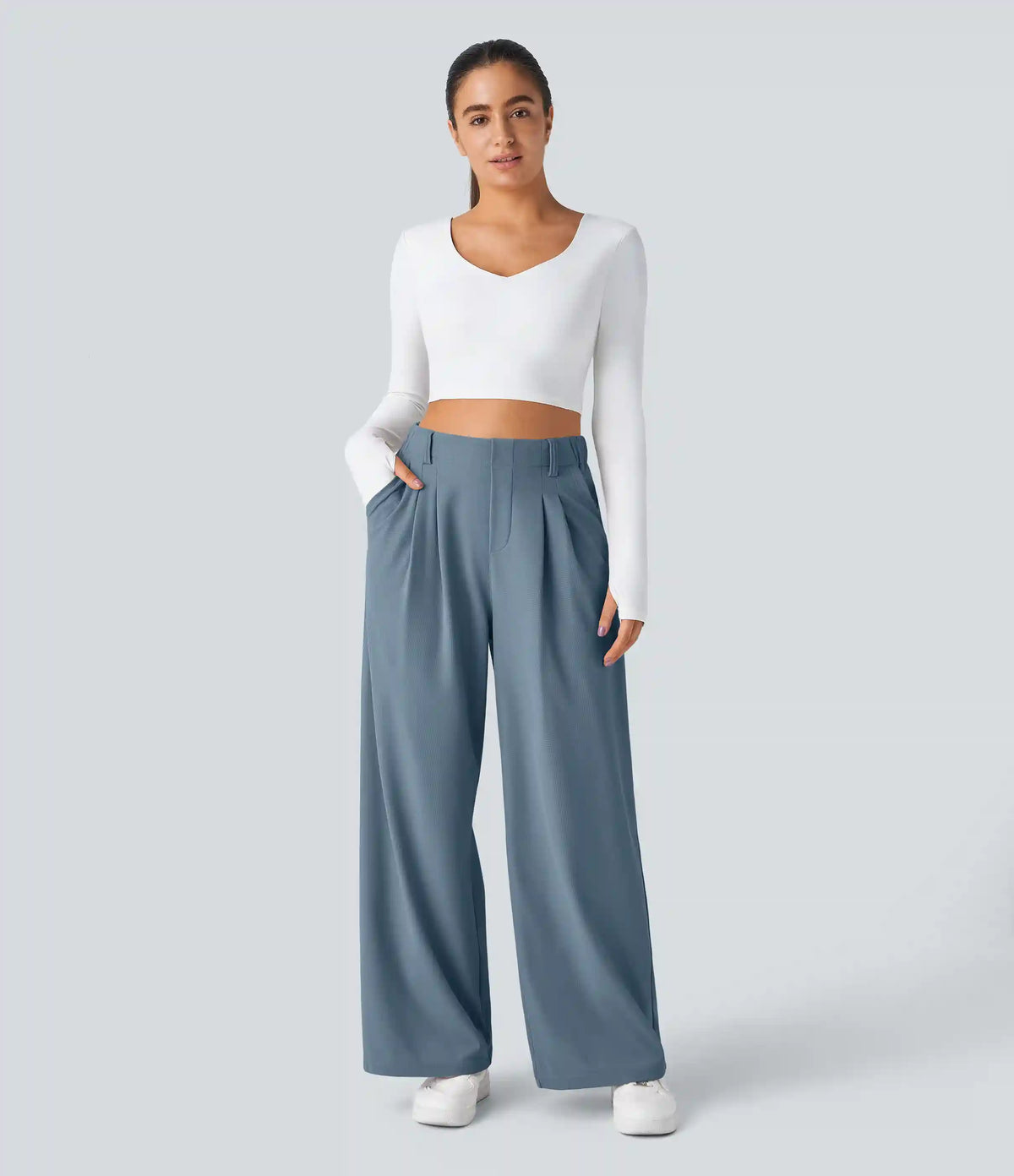 Halara Flex™ High Waisted Pocket Wide Leg Waffle Work Pants