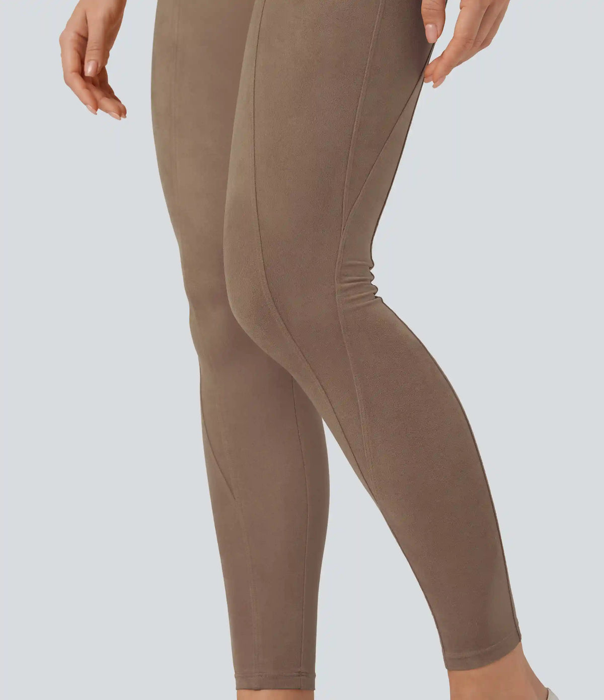 High Waisted Tummy Control Suede 7/8 Casual Leggings with Pockets