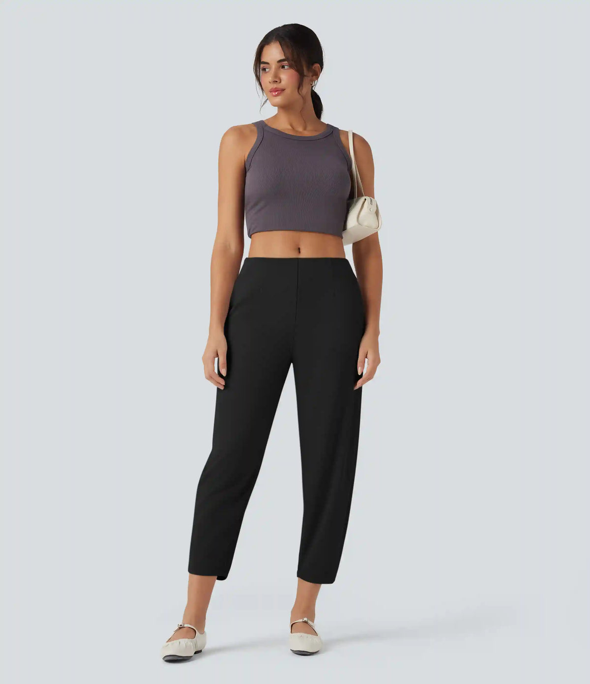 Halara Flex™ Mid Rise Tapered Crepe Work Pants with Pockets