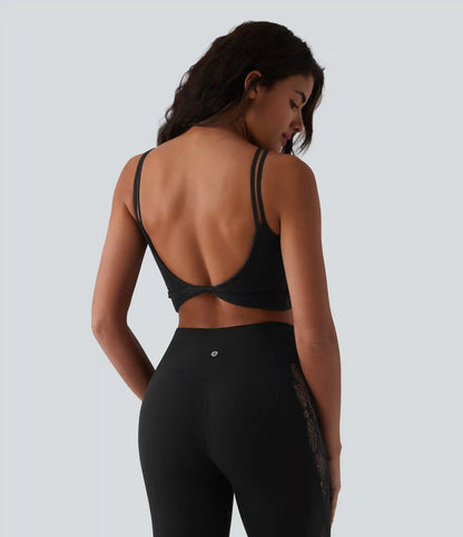 SoftlyZero™ U Neck Lace Cropped Yoga Tank Top