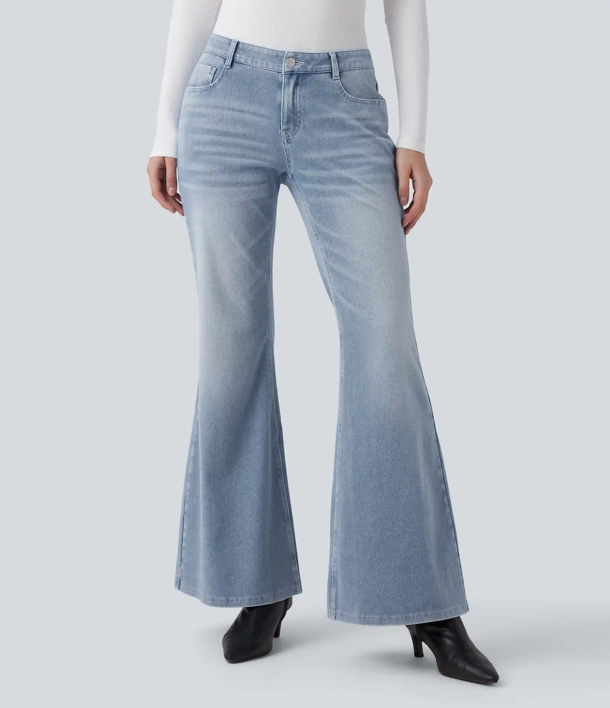 Halara Flex™ Low Rise Flare Washed Casual Jeans with Pockets