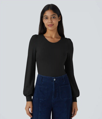 Round Neck Long Sleeve Casual Bodysuit