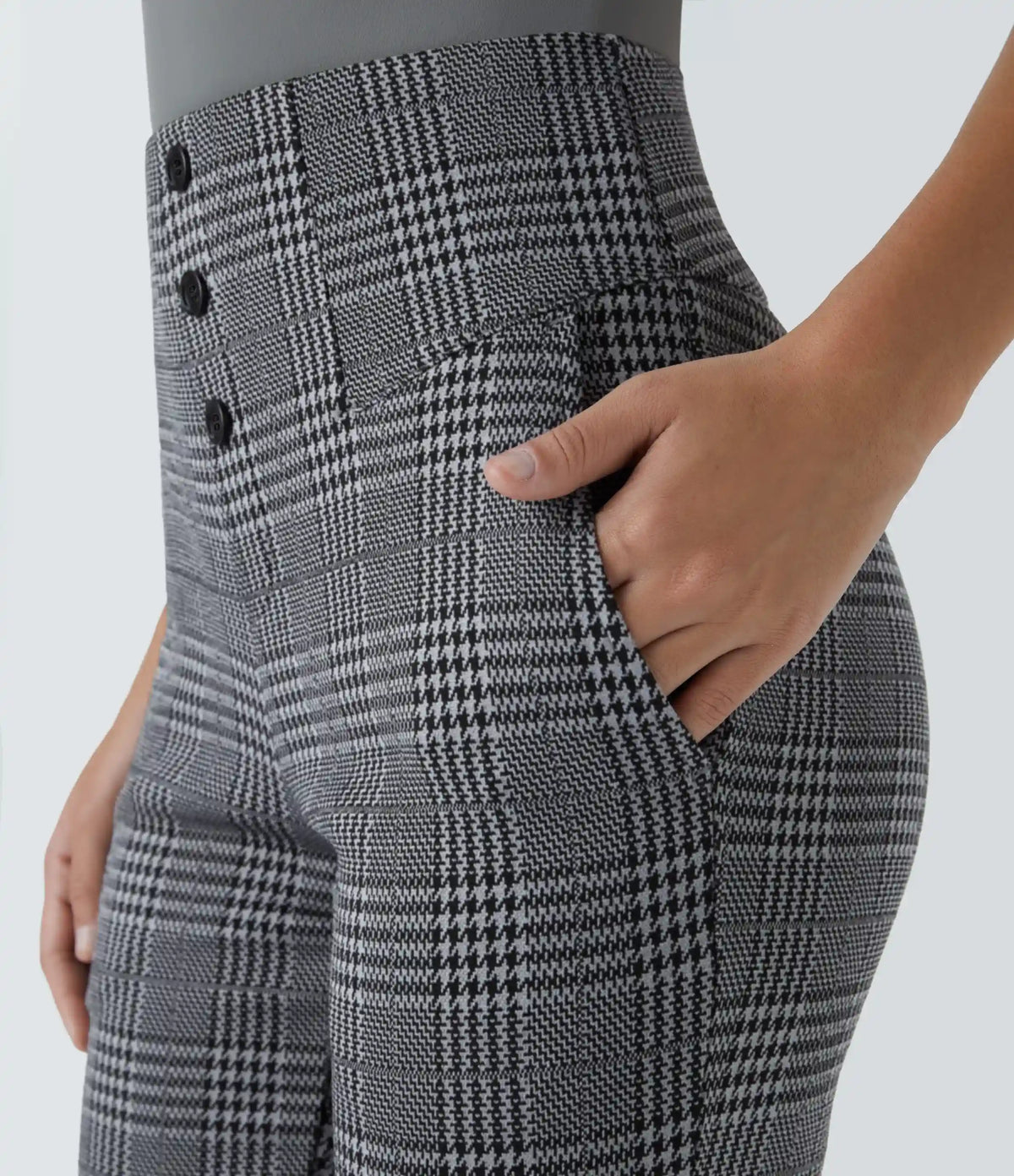 Halara Flex™ High Waisted Houndstooth Plaid Skinny Work Pants with Pockets
