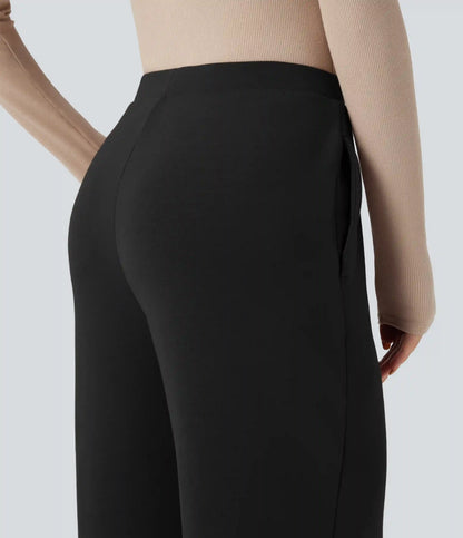 SpacerTek™ High Waisted Wide Leg Work Pants with Pockets