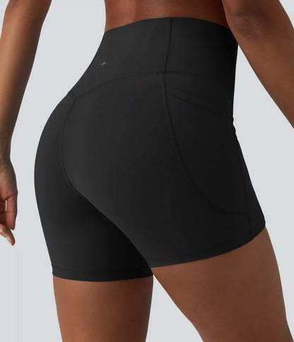 Halara UltraSculpt™ High Waisted Anti-Roll Tummy Control Shaping Workout Biker Shorts 5'' with Pockets