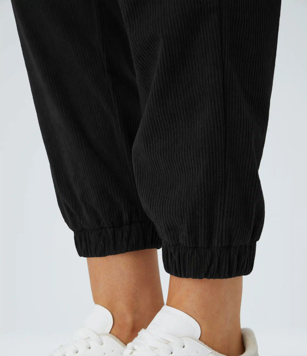 Mid Rise Zipper Pockets Corduroy Casual Joggers