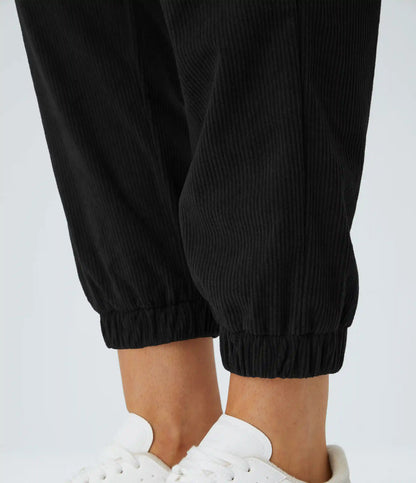 Mid Rise Zipper Pockets Corduroy Casual Joggers