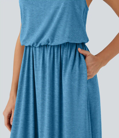 Maxi Flowy Slip Dress with Pockets