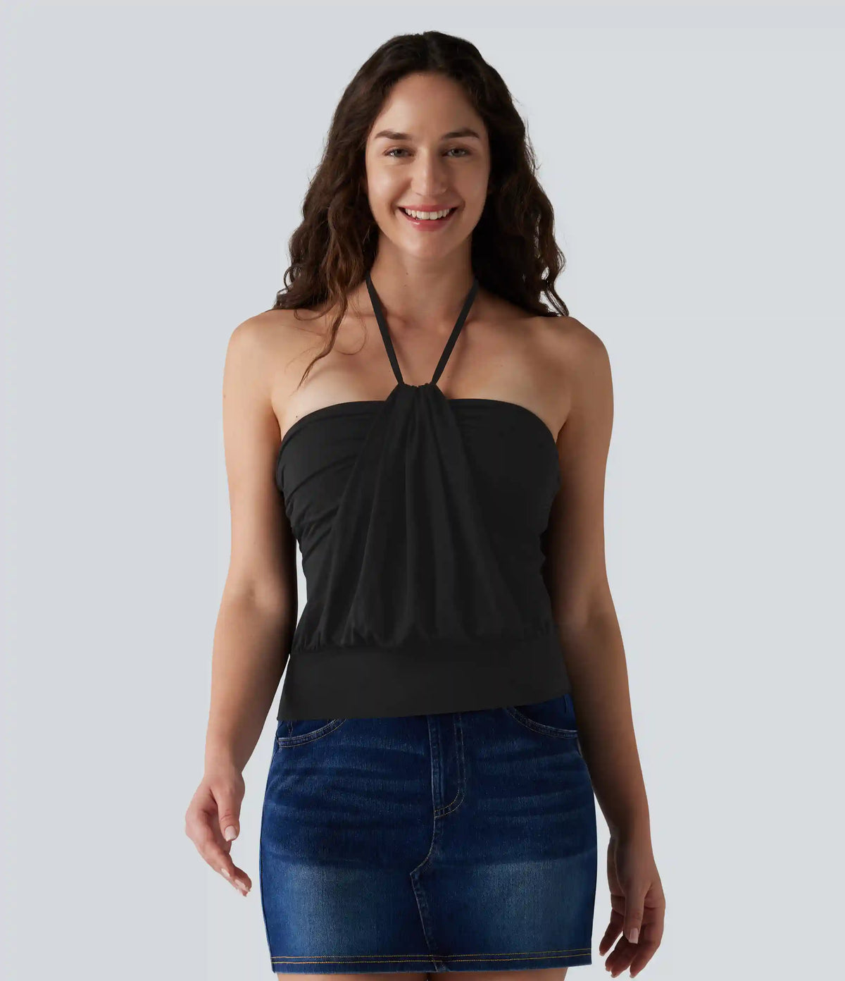 Halter Tie Back Built-in Bra Casual Tank Top