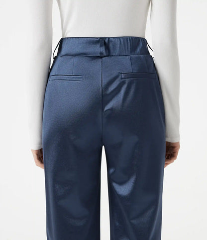 High Waisted Tapered Satin Work Pants with Pockets