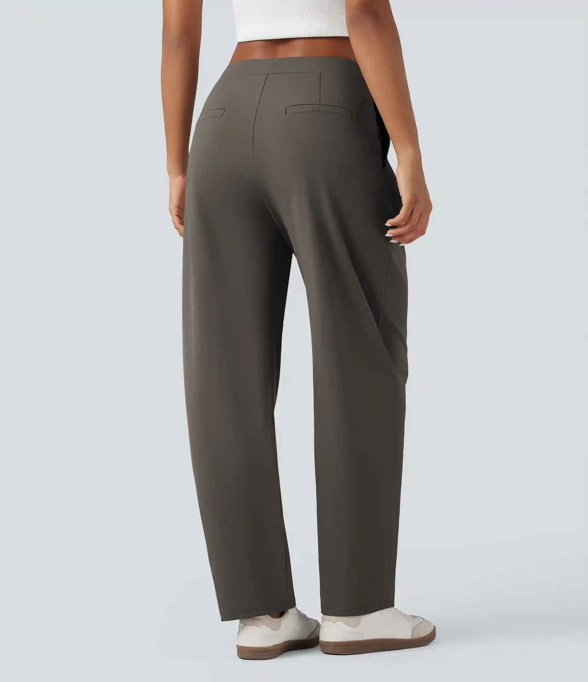 Halara Flex™ DayStretch Asymmetric Mid Rise Barrel Leg Work Pants with Pockets