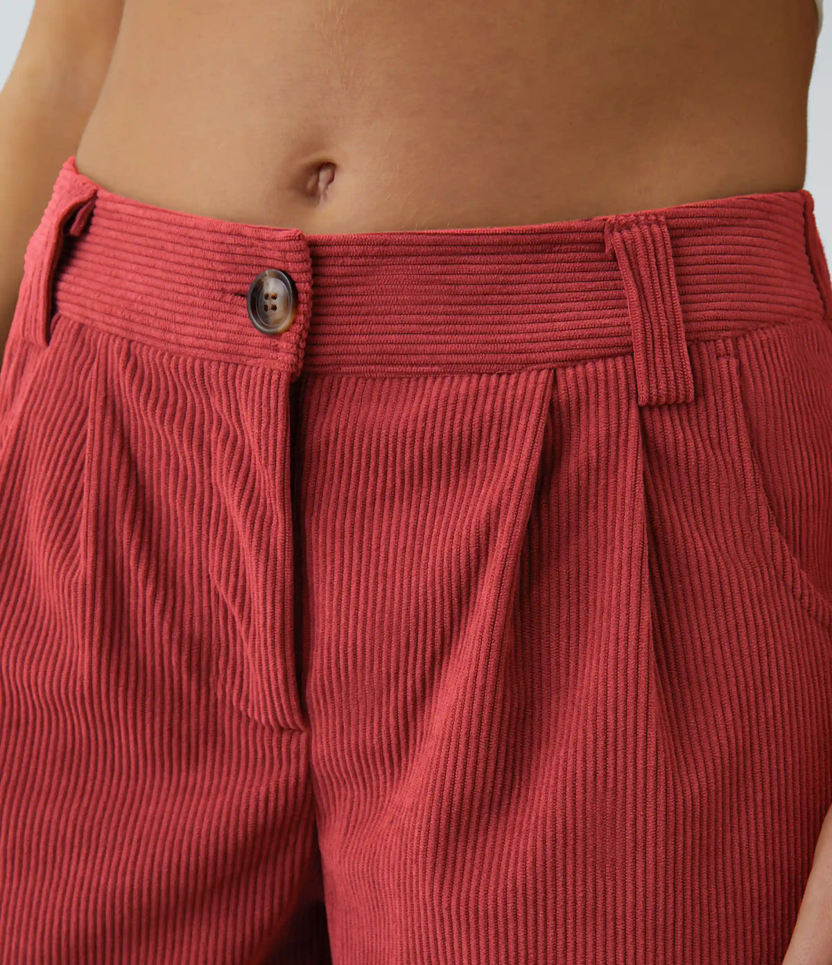 Mid Rise Zipper Pocket Corduroy Casual Pants