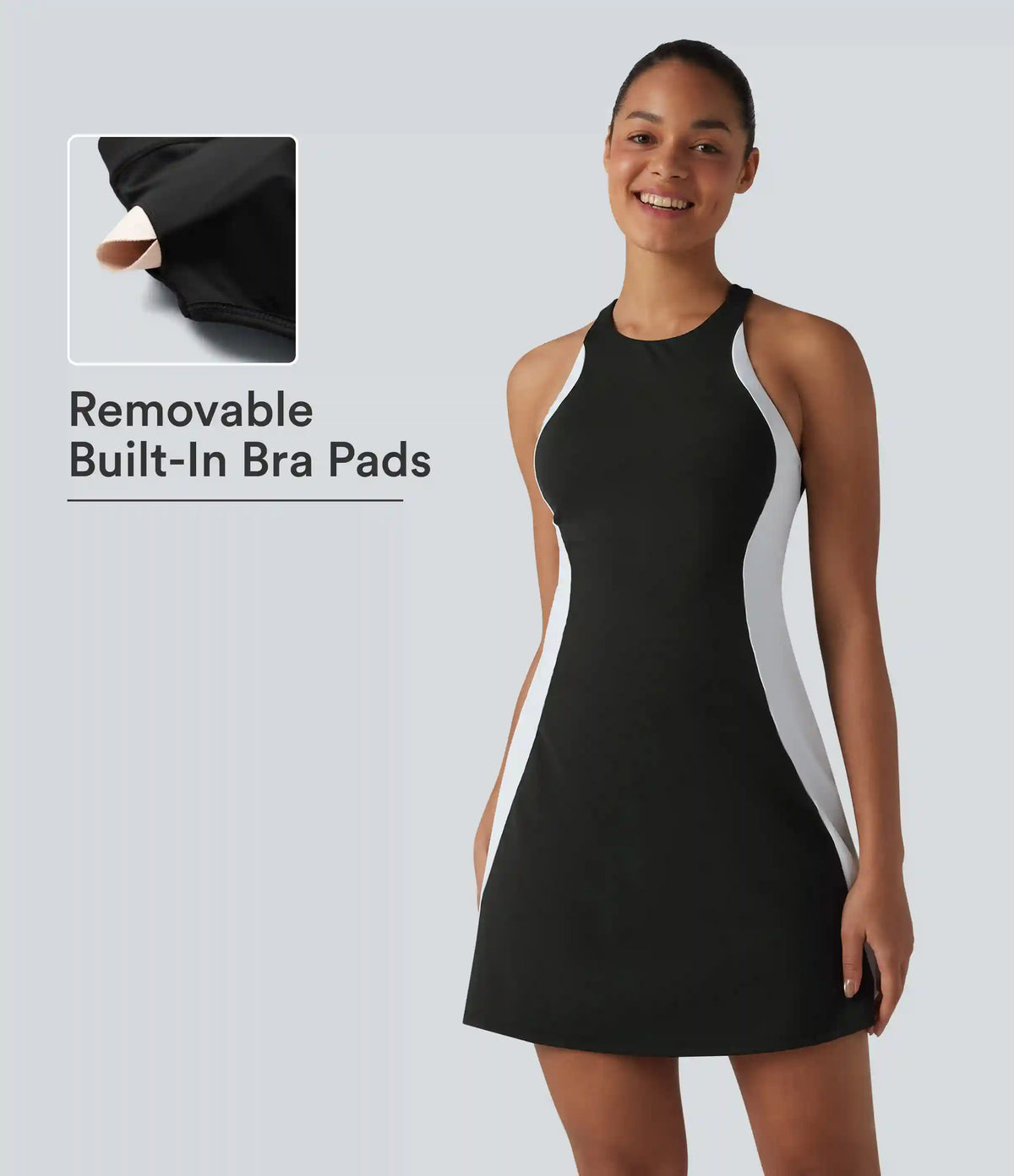 Softlyzero™ Airy Built-in Bra Color Block 2-in-1 InstantCool Mini Tennis Active Dress with Pockets-Easy Peezy Edition