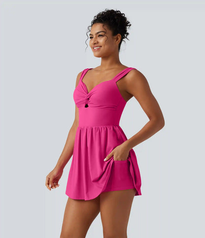 SoftlyZero™ Plush Sweetheart Neck Built-in Bra 2-in-1 Micro Mini Casual Dress with Pocket-Easy Peezy Edition