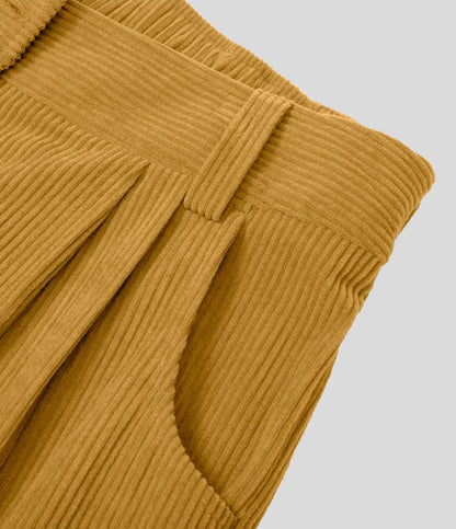Mid Rise Zipper Pocket Corduroy Casual Pants