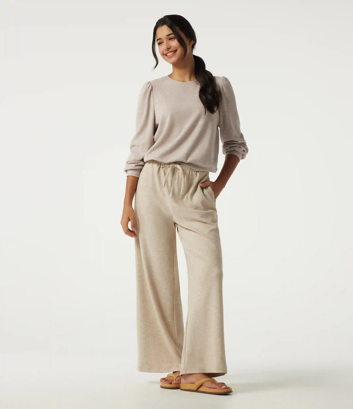 Round Neck Long Sleeve Lounge Top