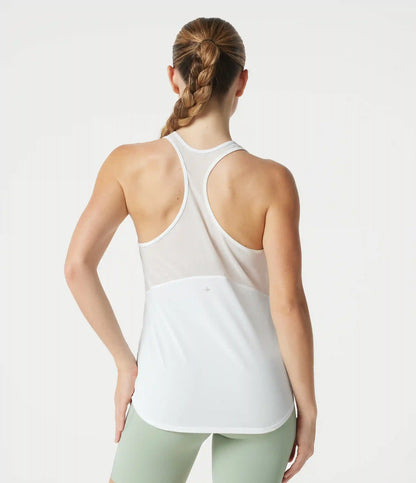 Racerback Breathable Mesh Curved Hem Quick Dry Yoga Tank Top