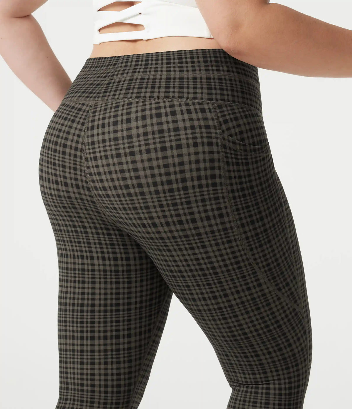 Plus Size Halara UltraSculpt™ Check Plaid Print High Waisted Drawstring Yoga Leggings with Pockets