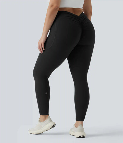 Plus Size Halara UltraSculpt™ High Waisted Tummy Control Butt Lifting Ruched Yoga Leggings with Pockets