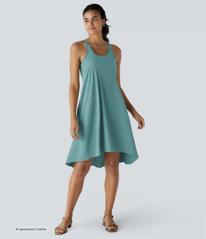 Breezeful™ RacerPocket High Low Flowy Midi Quick Dry Casual Dress