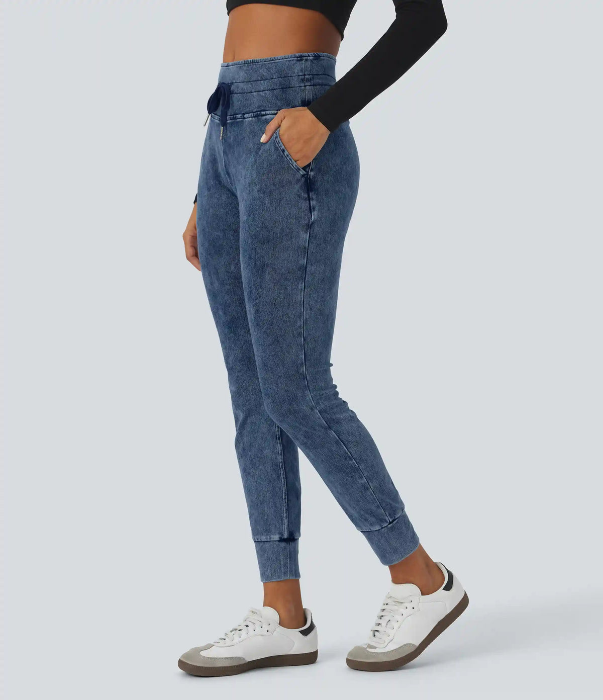 Halara Flex™ High Waisted Drawstring Pocket Washed Casual Jeans