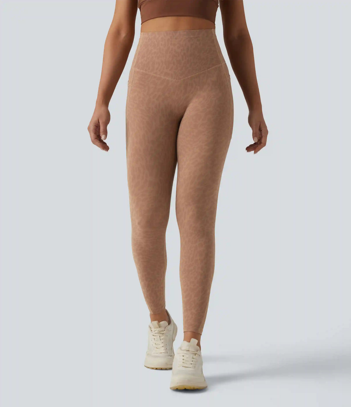Halara UltraSculpt™ Leopard Print High Waisted Tummy Control Shaping Running 7/8 Leggings with Pockets