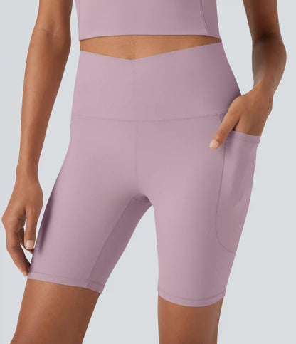 Halara UltraSculpt™ Cool Quick Dry High Waisted Tummy Control Training Biker Shorts 7'' with Pockets-UPF50+