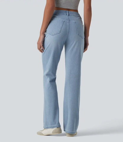 Halara Flex™ High Waisted Pockets Washed Casual Bootcut Jeans