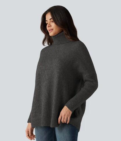 High Neck Long Sleeve Oversized Casual Sweater