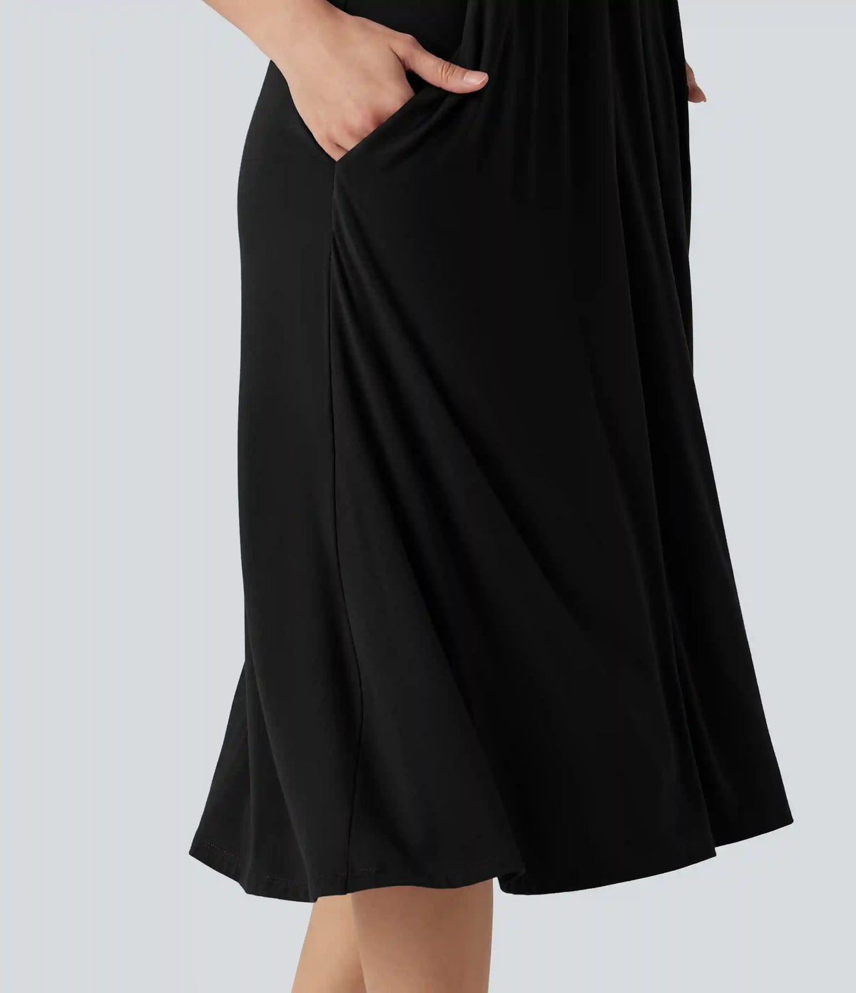 Halter Tie Back A-Line Midi Dress with Pockets