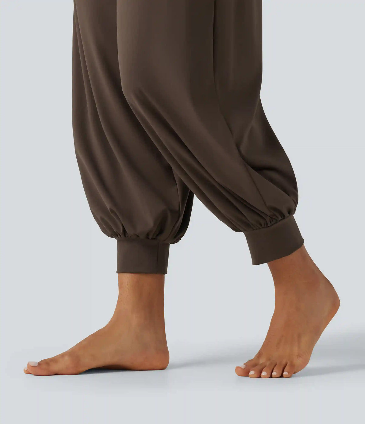 Mid Rise Drawstring Ruched Wrapped Yoga Joggers with Pockets