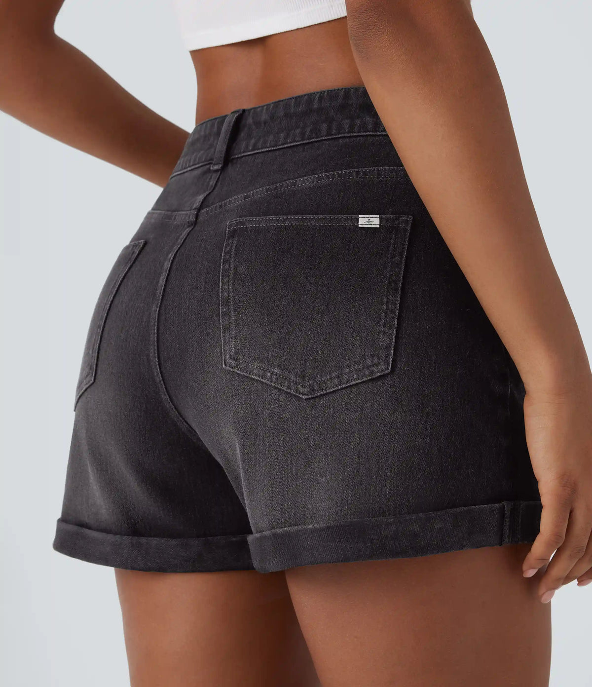Halara Flex™ Mid Rise Zipper Pockets Denim Casual Shorts 3''