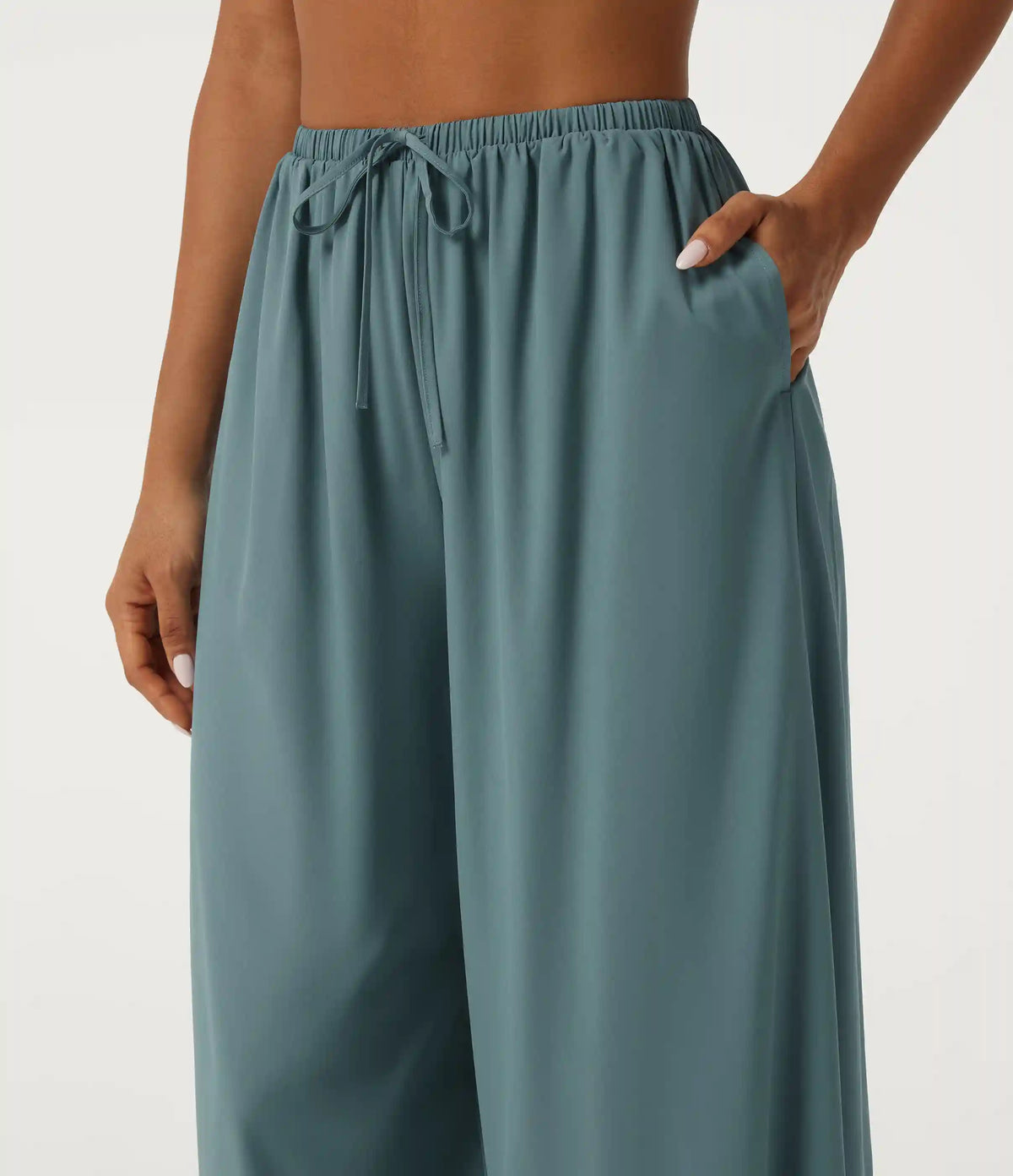 Breezeful™ High Waisted Drawstring Contrast Lace Quick Dry Dance with Pockets