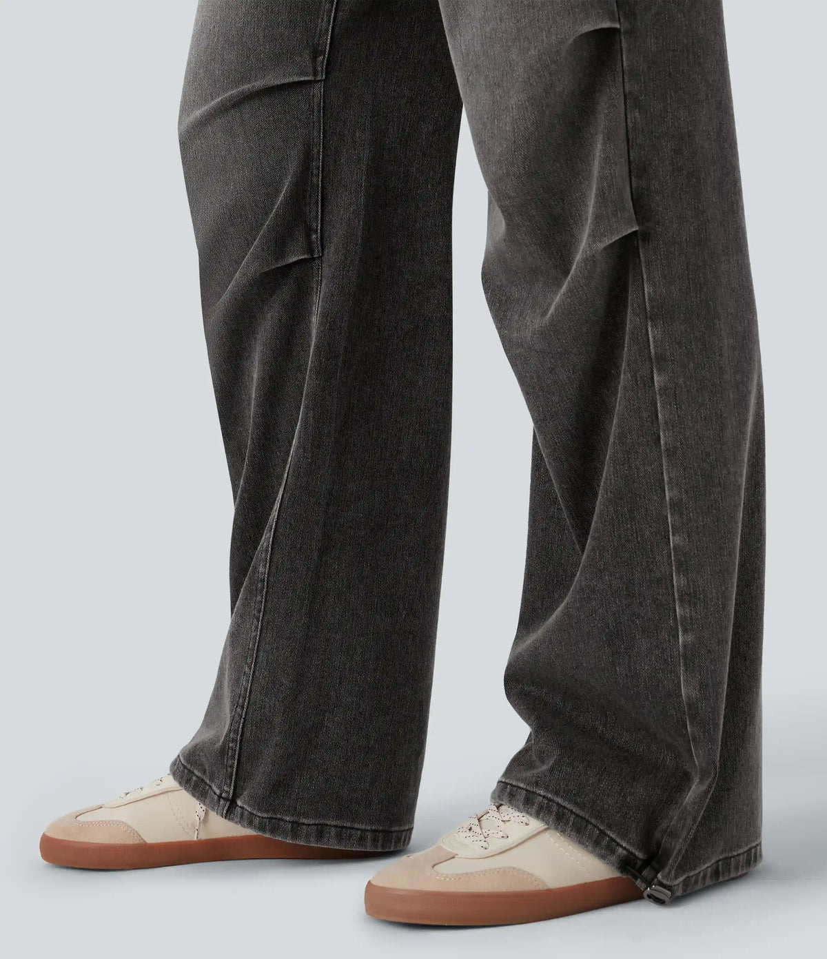 Halara Flex™ Low Rise Adjustable Drawcord Stretchy Knit Casual Parachute Jeans with Multiple Pockets