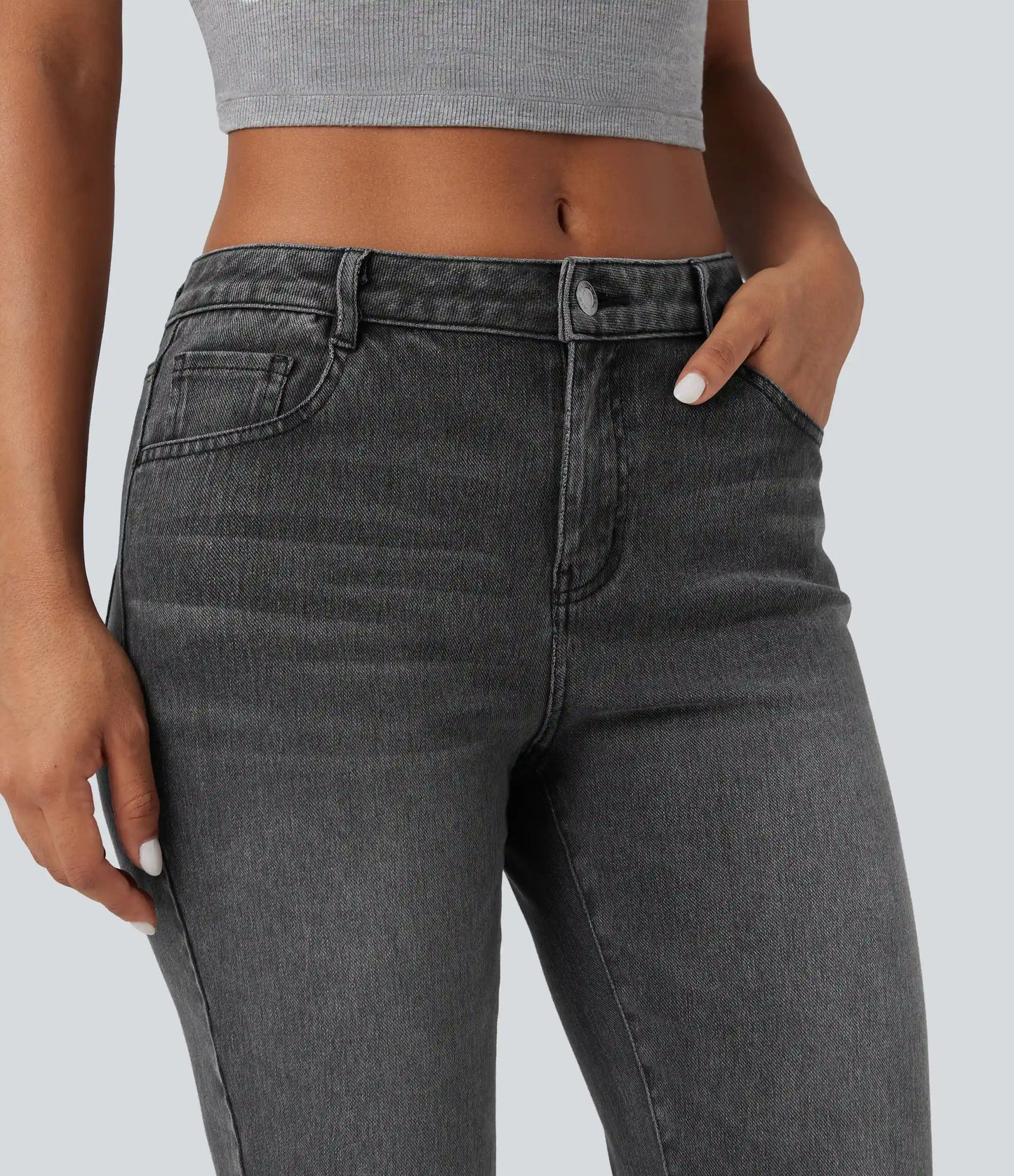Halara Flex™ Mid Rise Slim 7/8 Causal Jeans with Pockets