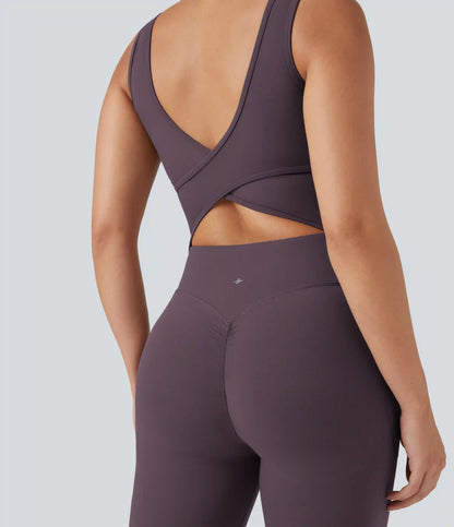 Halara UltraSculpt™ V Neck Tummy Control Butt Lifting Workout Jumpsuit with Pockets