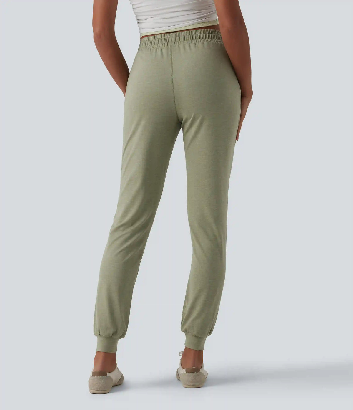 Mid Rise Drawstring Tapered Casual Joggers with Pockets