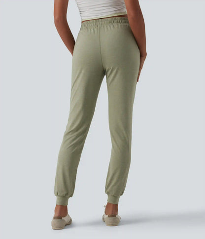 Mid Rise Drawstring Tapered Casual Joggers with Pockets