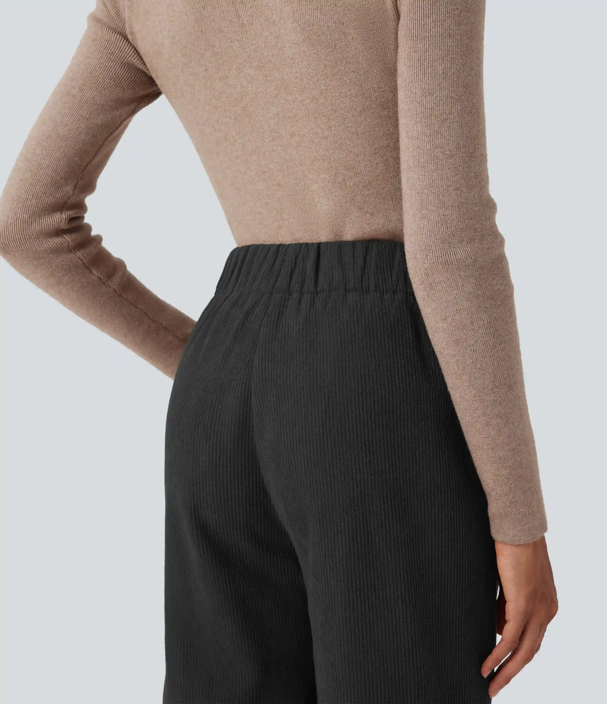 High Waisted Corduroy Casual Baggy Pants with Pockets