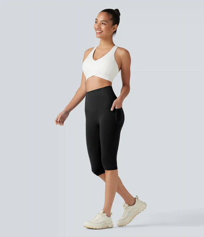 Halara UltraSculpt™ High Waisted Anti-Roll Tummy Control Shaping Workout Pedal Pushers Leggings with Pockets