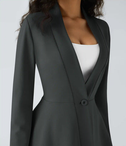 V Neck Single Front Work Peplum Jacket