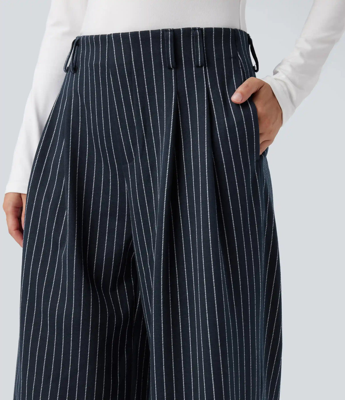 Halara Flex™ High Waisted Stripes Work Baggy Pants with Pockets