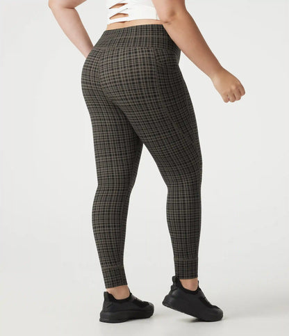 Plus Size Halara UltraSculpt™ Check Plaid Print High Waisted Drawstring Yoga Leggings with Pockets