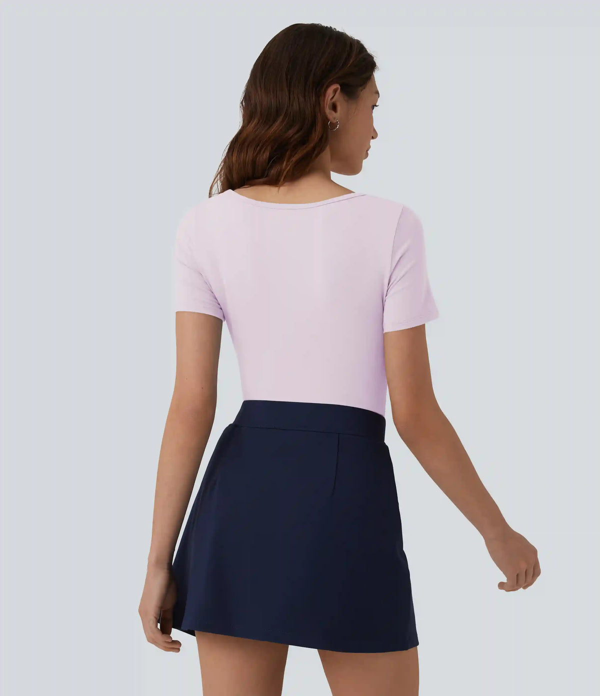 U Neck Short Sleeve Snap Skinny Work Bodysuit