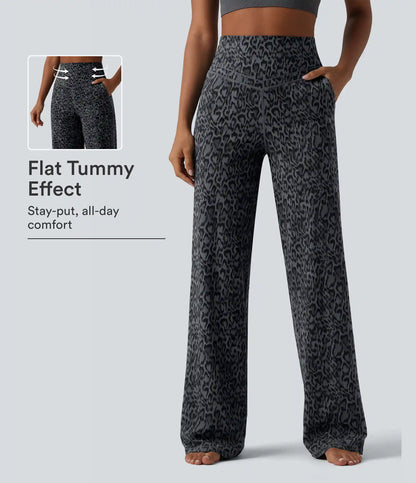 Halara UltraSculpt™ Leopard Print High Waisted Tummy Control Straight Leg Yoga Pants with Pockets