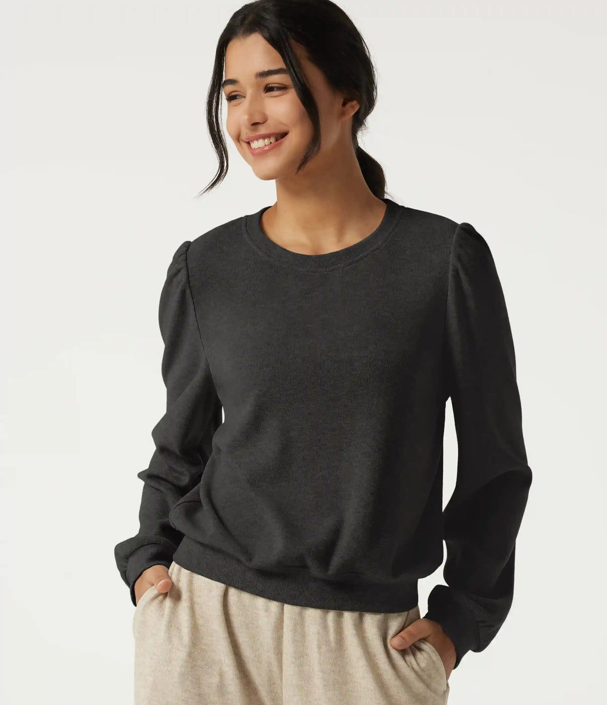 Round Neck Long Sleeve Lounge Top