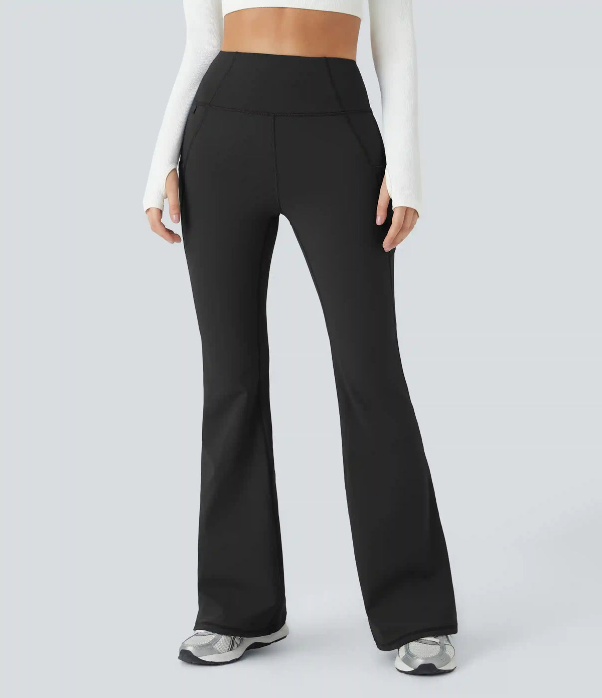 High Waisted Pocket Thermal Yoga Flare Leggings