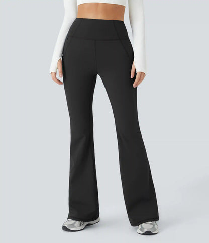 High Waisted Pocket Thermal Yoga Flare Leggings