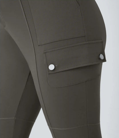 DayStretch High Waisted Zipper Pockets Solid Slim Hiking Plus Size Cargo Pants